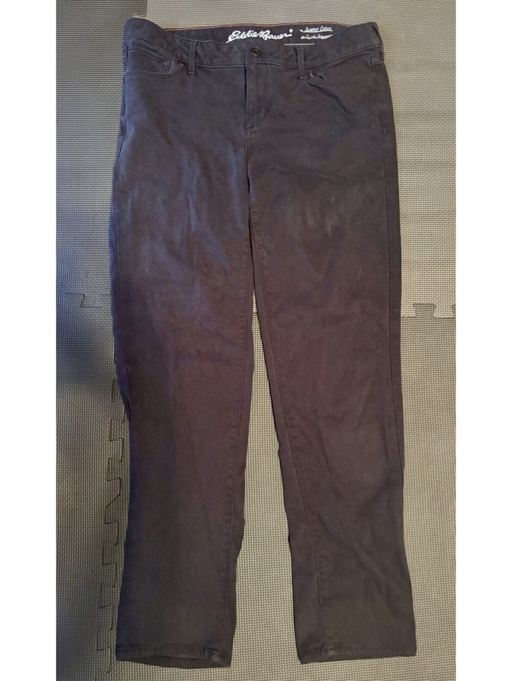 Eddie Bauer Women's Slightly Curvy Skinny Jeans Zip Solid Cotton Black Size 10